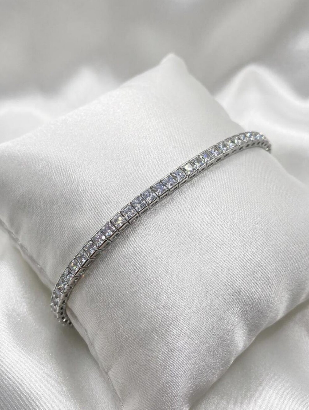 Sterling Silver Princess Cut CZ Tennis Bracelet